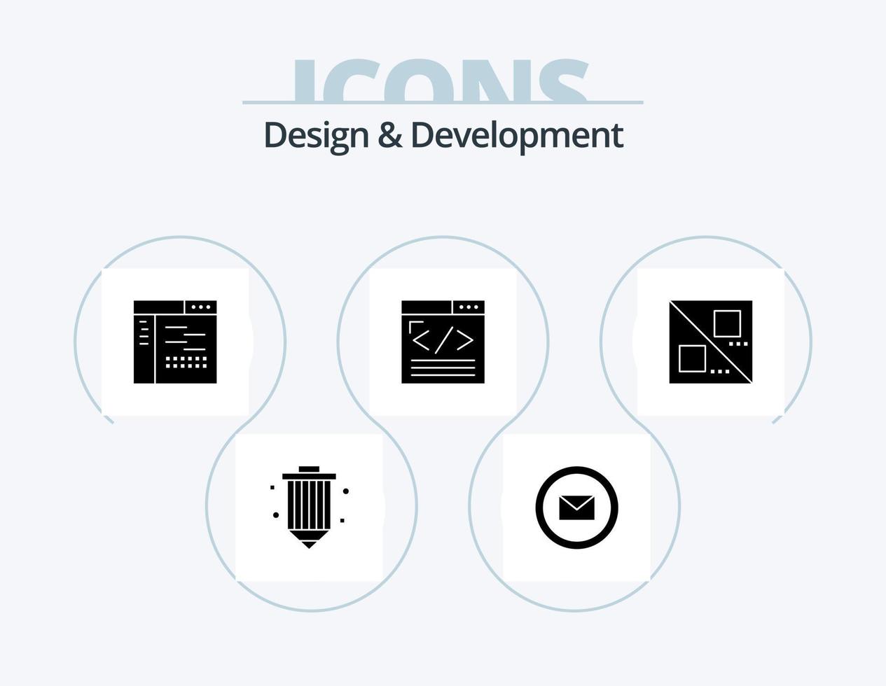 Design and Development Glyph Icon Pack 5 Icon Design. web design. coding. web. browser. page vector