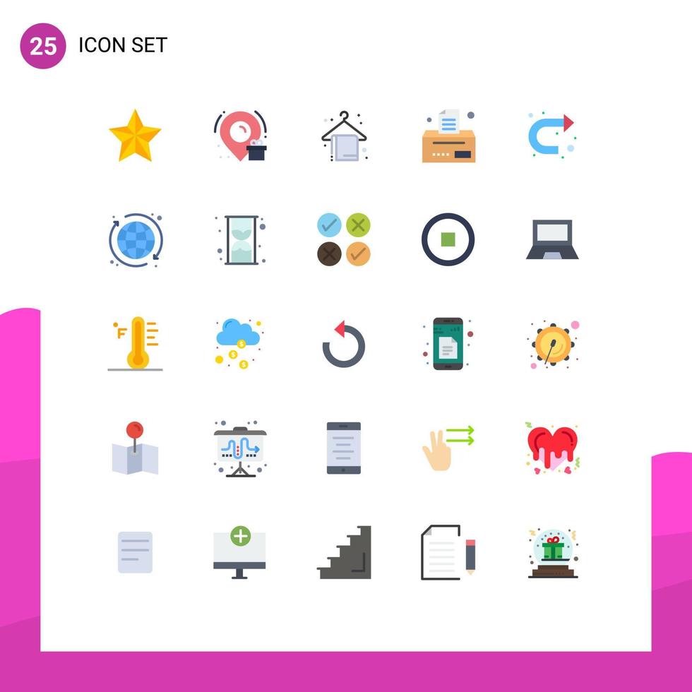 Set of 25 Modern UI Icons Symbols Signs for right sign beach towel arrow business Editable Vector Design Elements