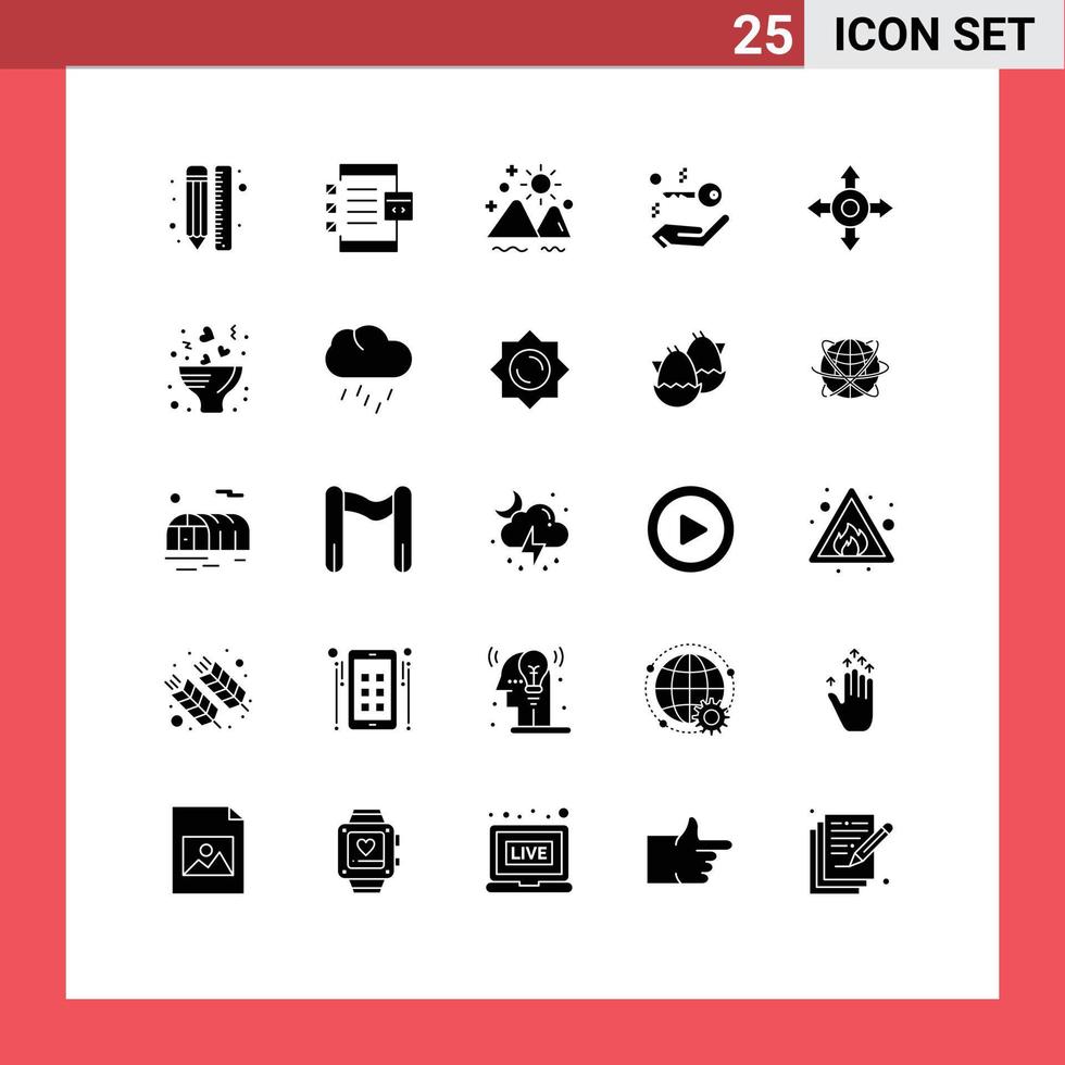 User Interface Pack of 25 Basic Solid Glyphs of real estate house development summer outdoor Editable Vector Design Elements