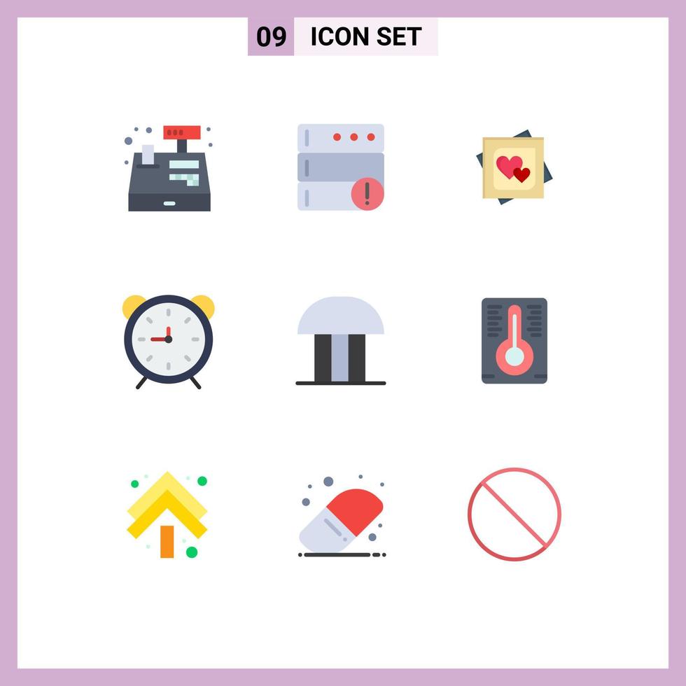 9 Thematic Vector Flat Colors and Editable Symbols of building timer heart time clock Editable Vector Design Elements