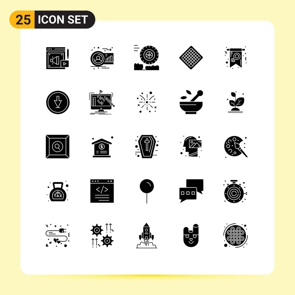 Modern Set of 25 Solid Glyphs Pictograph of day waffle person sweet fast Editable Vector Design Elements
