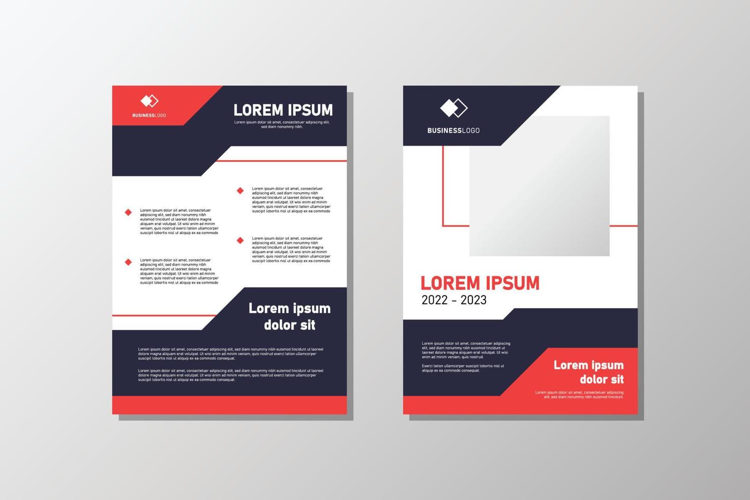 red and dark blue flyer pages vector template