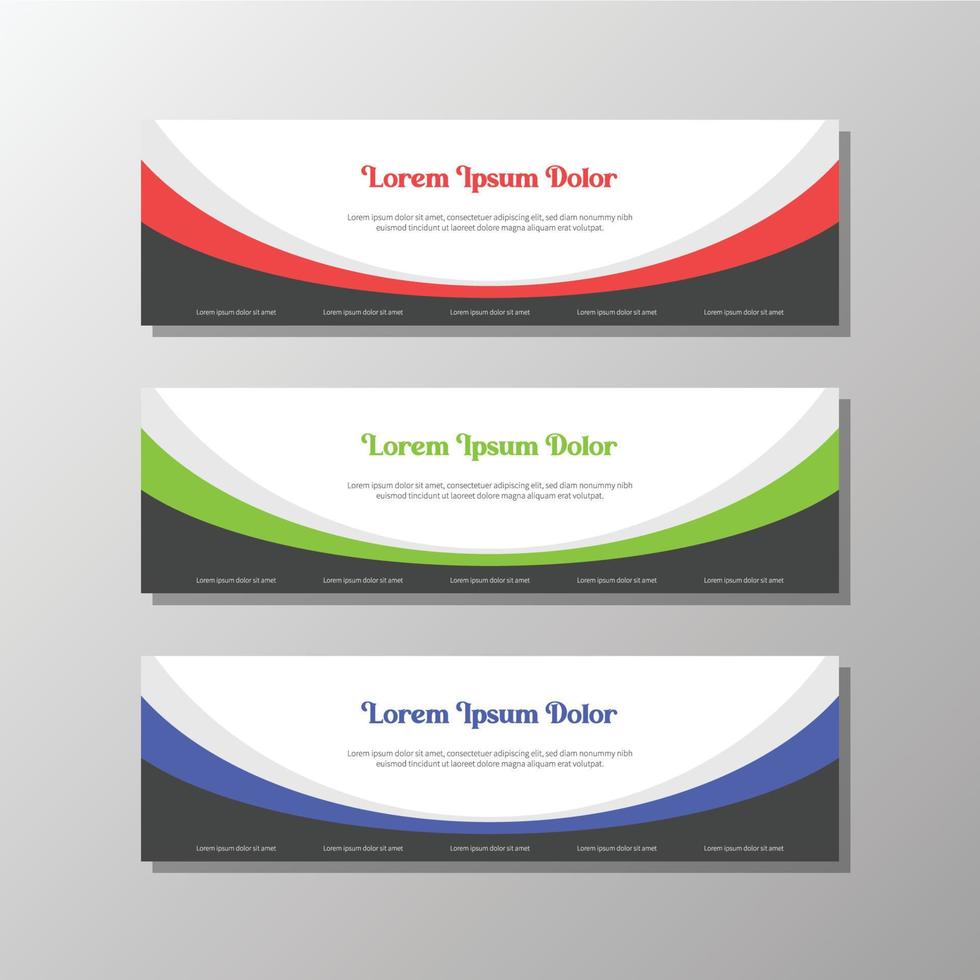 set of red green blue web banner vector template