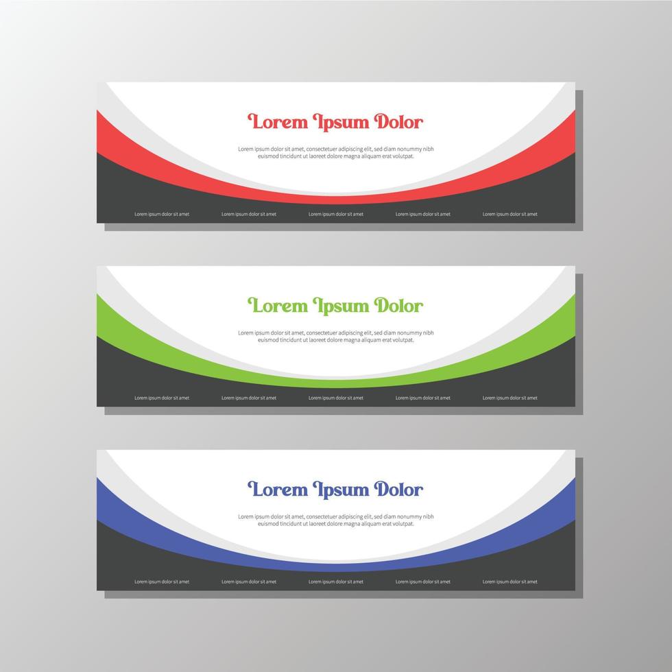 conjunto de plantilla de vector de banner web rojo verde azul