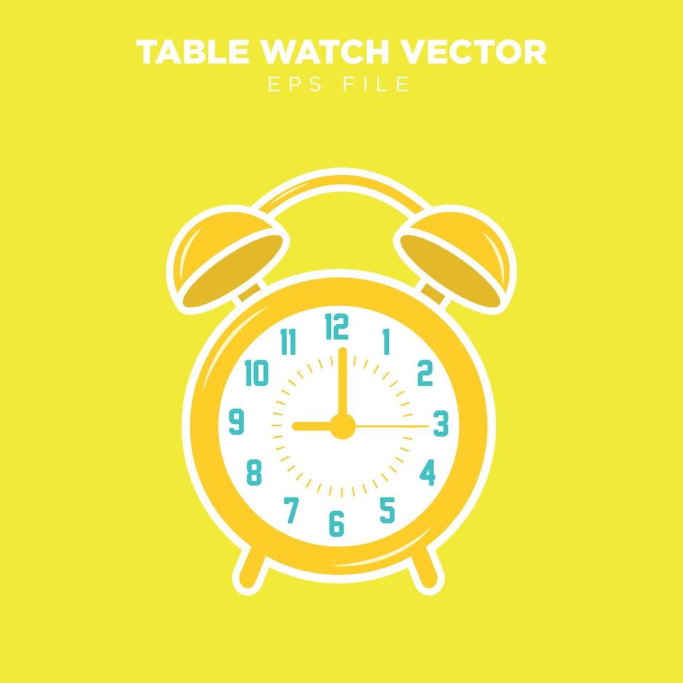 ilustración de fondo amarillo de reloj de mesa amarillo de vector