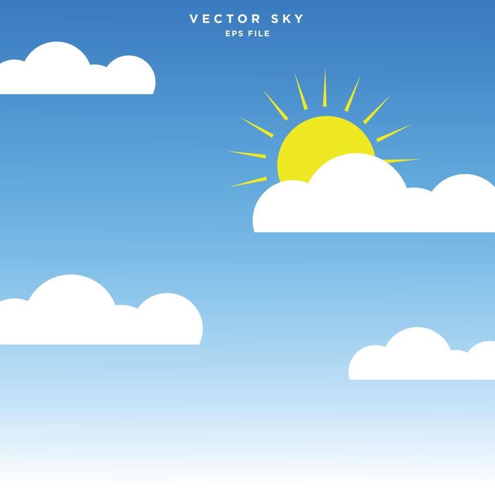 Ilustración de vector de cielo plano soleado azul