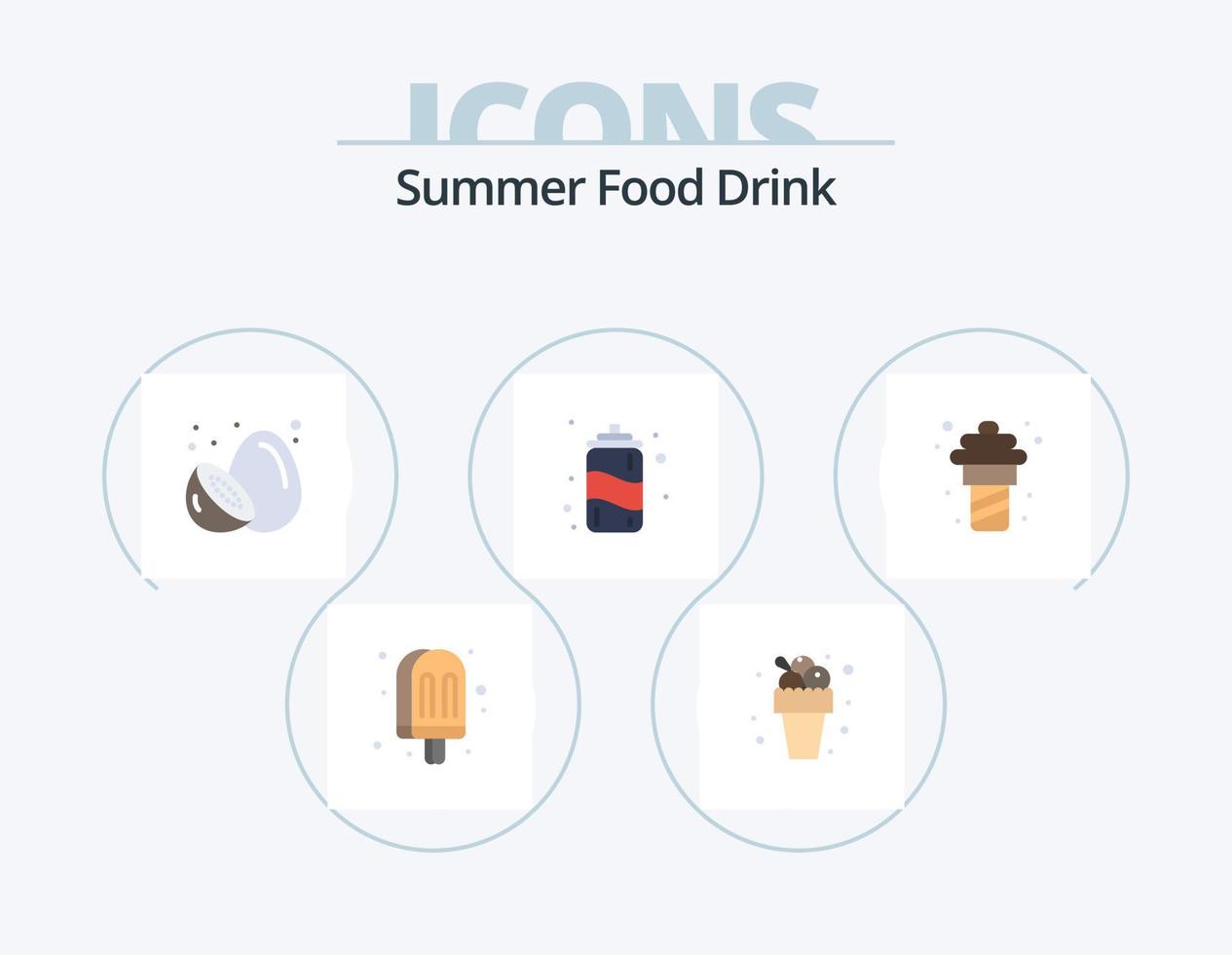 Summer Food Drink Flat Icon Pack 5 Icon Design. food. summer. food. water. summer fruit vector