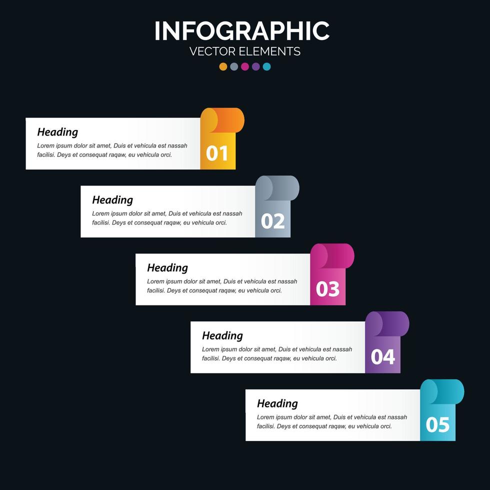 El vector de diseño de infografías de 5 pasos y el marketing se pueden utilizar para el diseño del flujo de trabajo