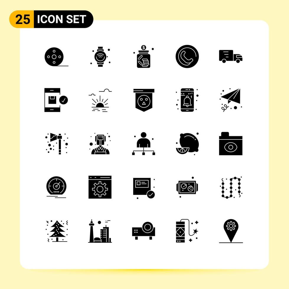 25 iconos creativos signos y símbolos modernos de teléfono de entrega tarro de contacto wifi elementos de diseño vectorial editables vector