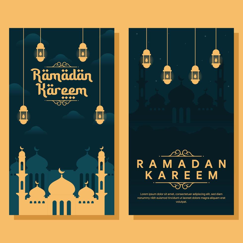 ilustración de banner vertical de ramadán en diseño plano vector