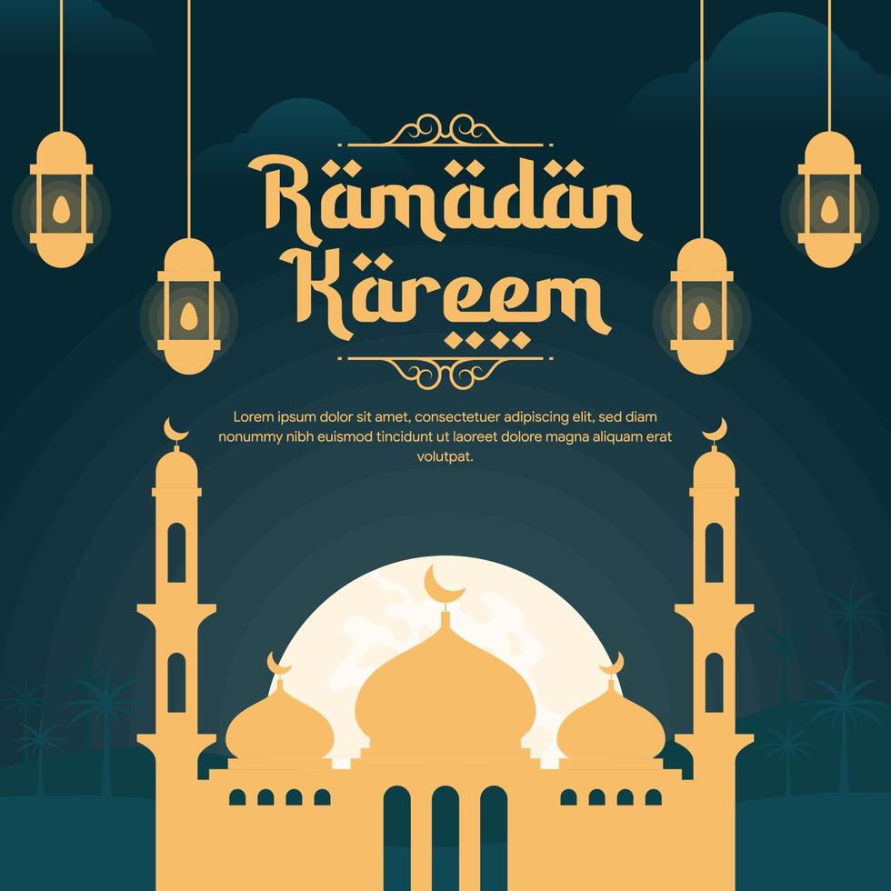 ilustración de banner de ramadán en diseño plano vector