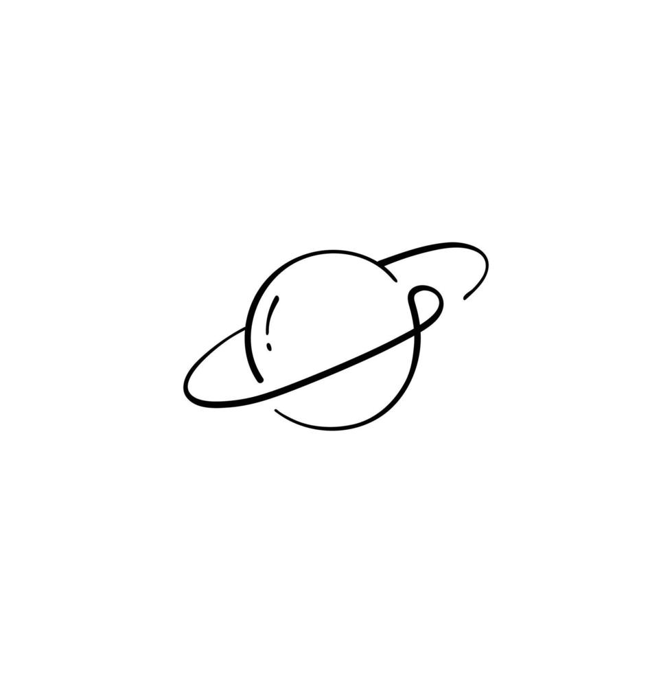 Saturn Planet Line Style Icon Design vector