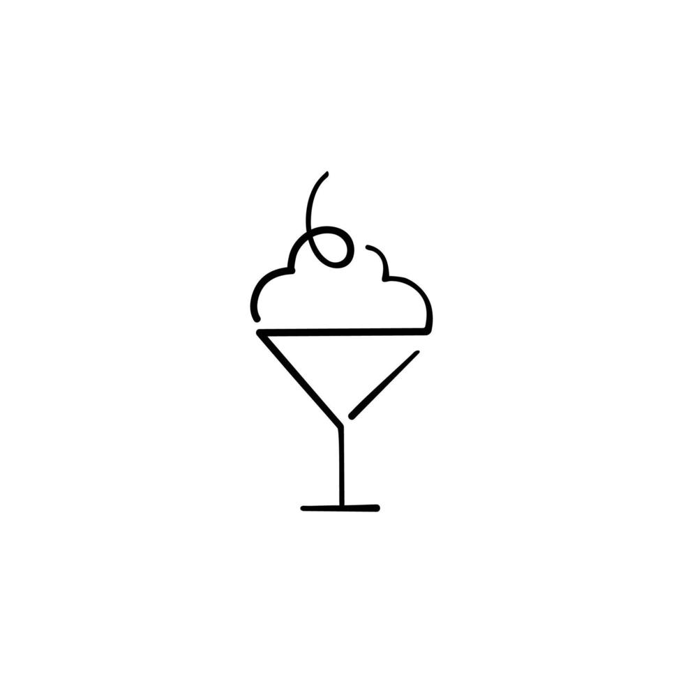 Glass of Ice Cream Line Style Icon Design vector