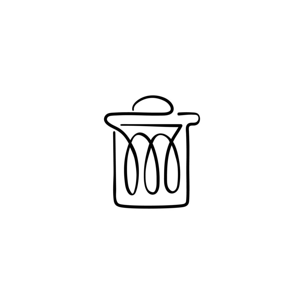 diseño de icono de estilo de línea de bote de basura vector