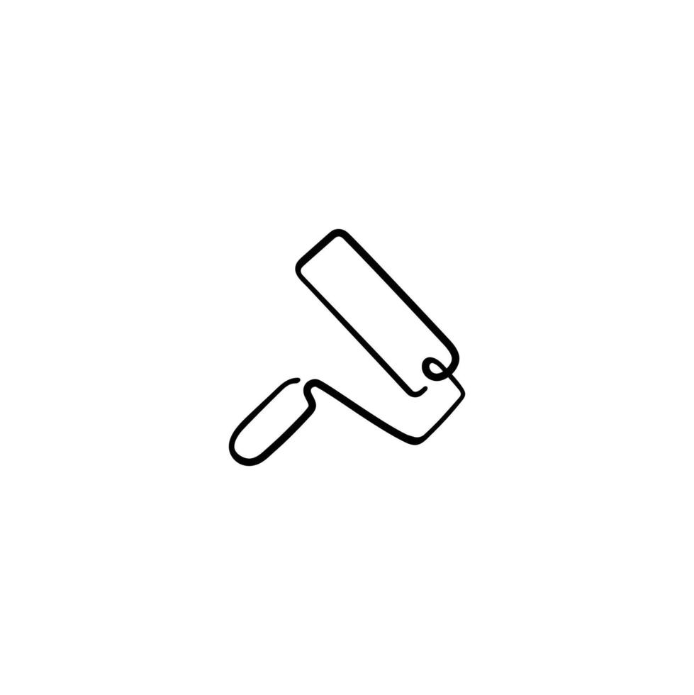 Paint Roller Line Style Icon Design vector