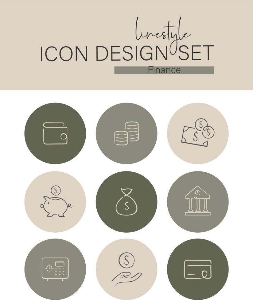 Linestyle Icon Design Set Finance vector