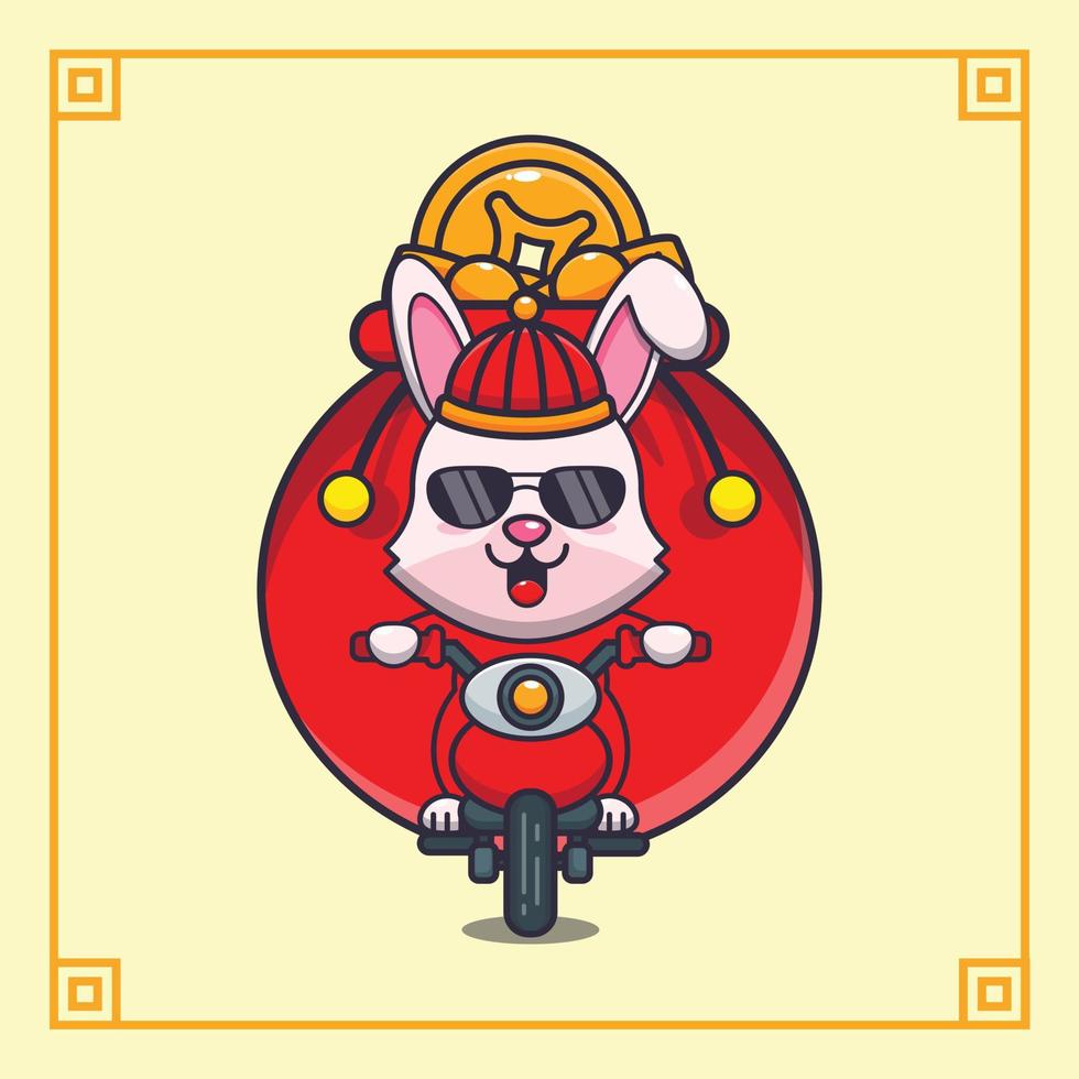 Cute rabbit in chinese new year cartoon vector illustration.
