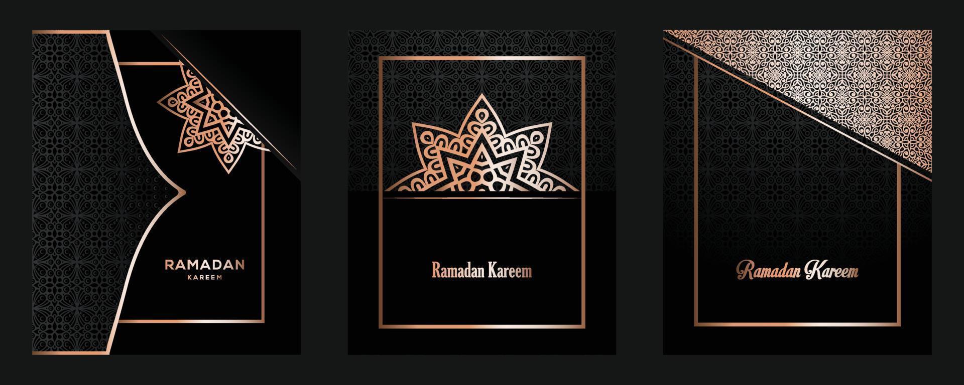ramadan kareem diseño de fondo lujoso dorado islámico. pancarta, invitación, afiche, tarjeta para la celebración del festival de la comunidad musulmana. vector