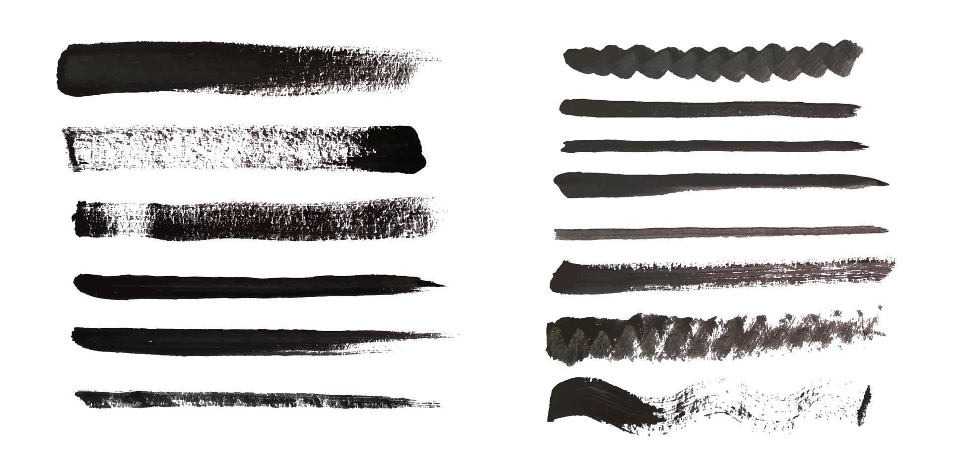 Brush strokes. Paintbrush set, brush strokes templates. Grunge design elements. Vector illustration