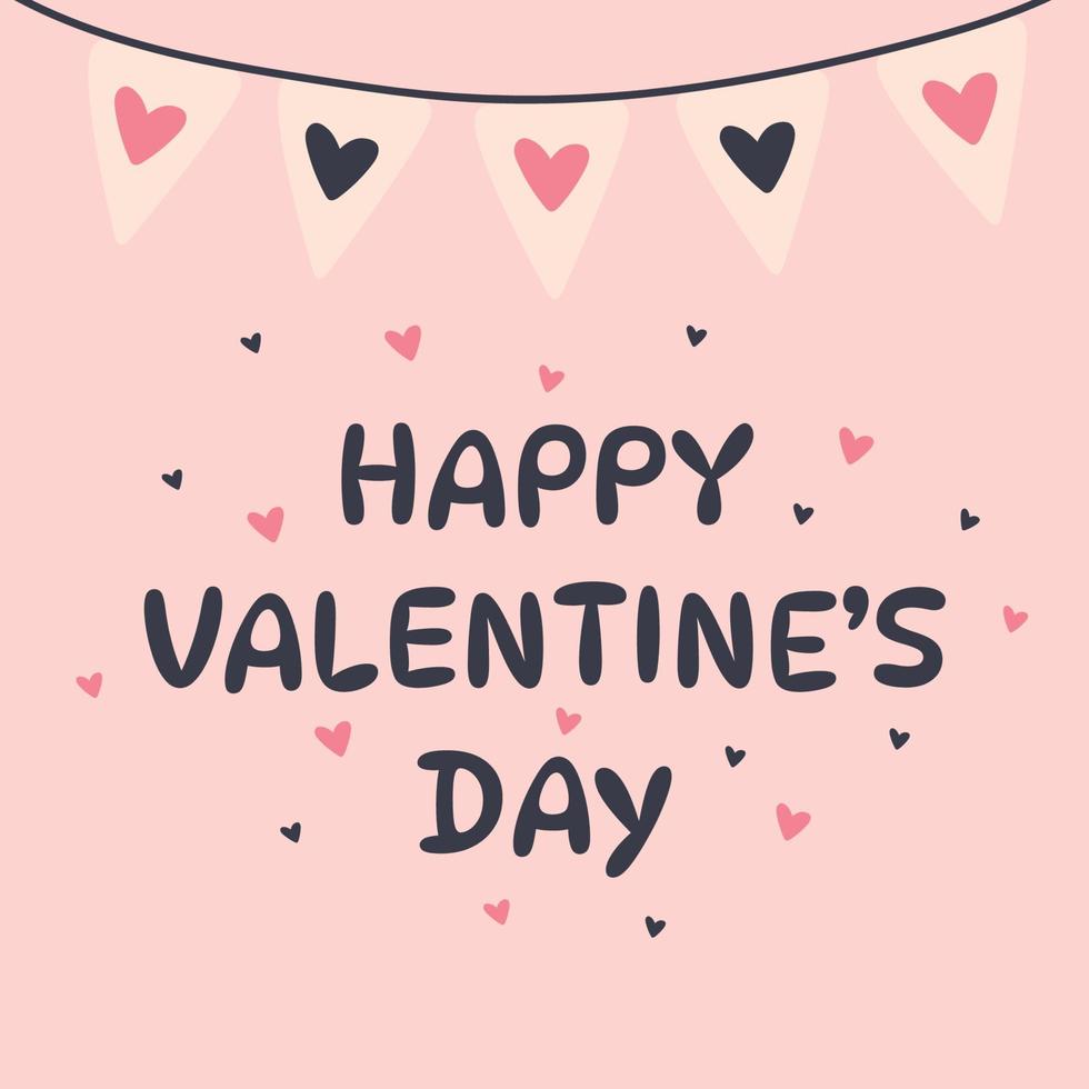 tarjeta de felicitación feliz día de san valentín texto y banderas. pancarta o tarjeta festiva vector