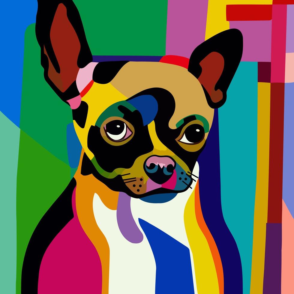 Abstract Cubist Geometric Chihuahua Portrait vector