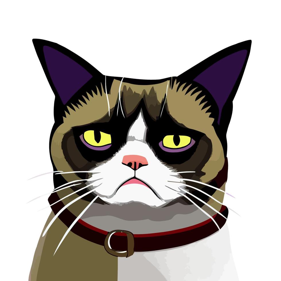 divertido retrato de gato malhumorado vector