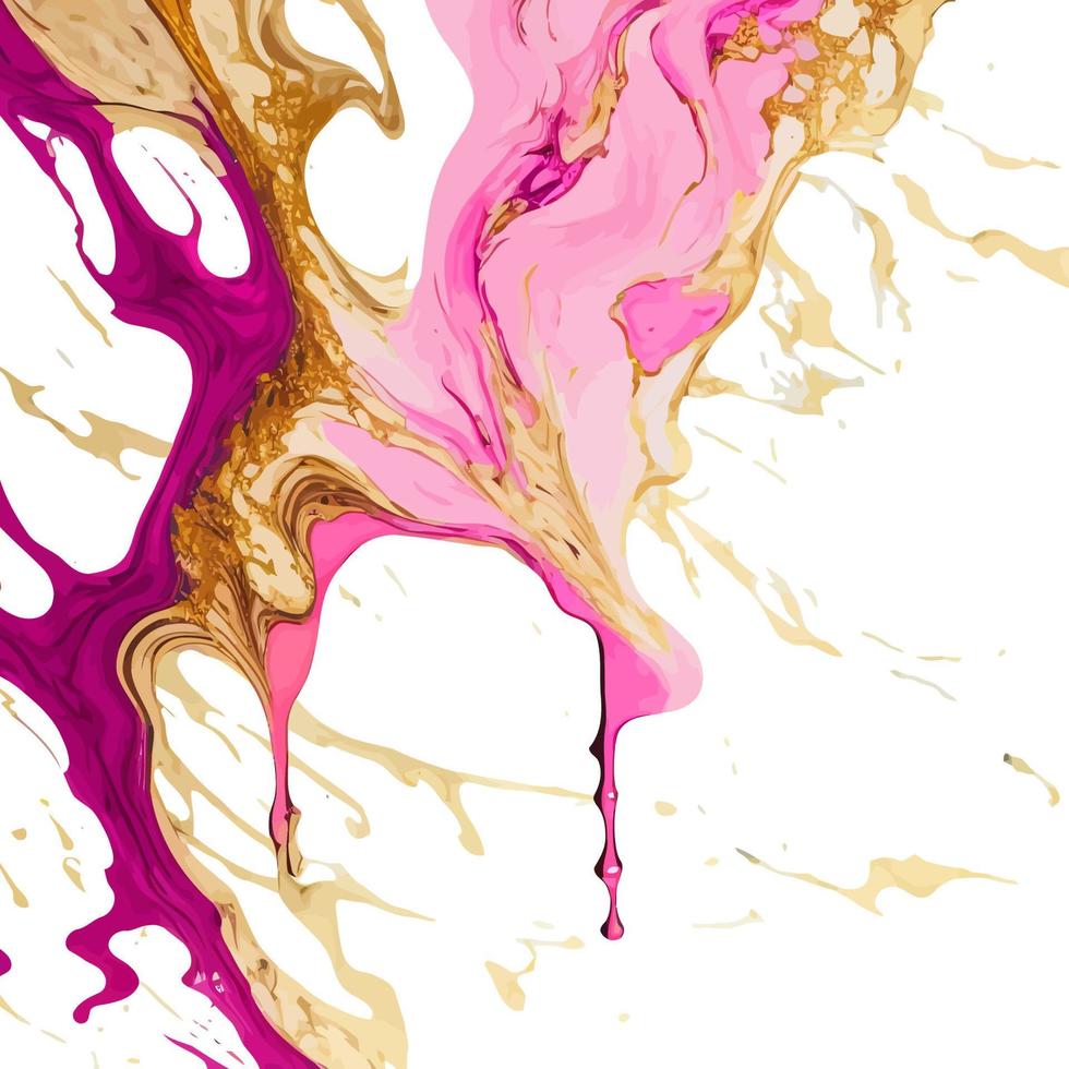 Pink and Gold Alcohol Ink Marble Texture vector