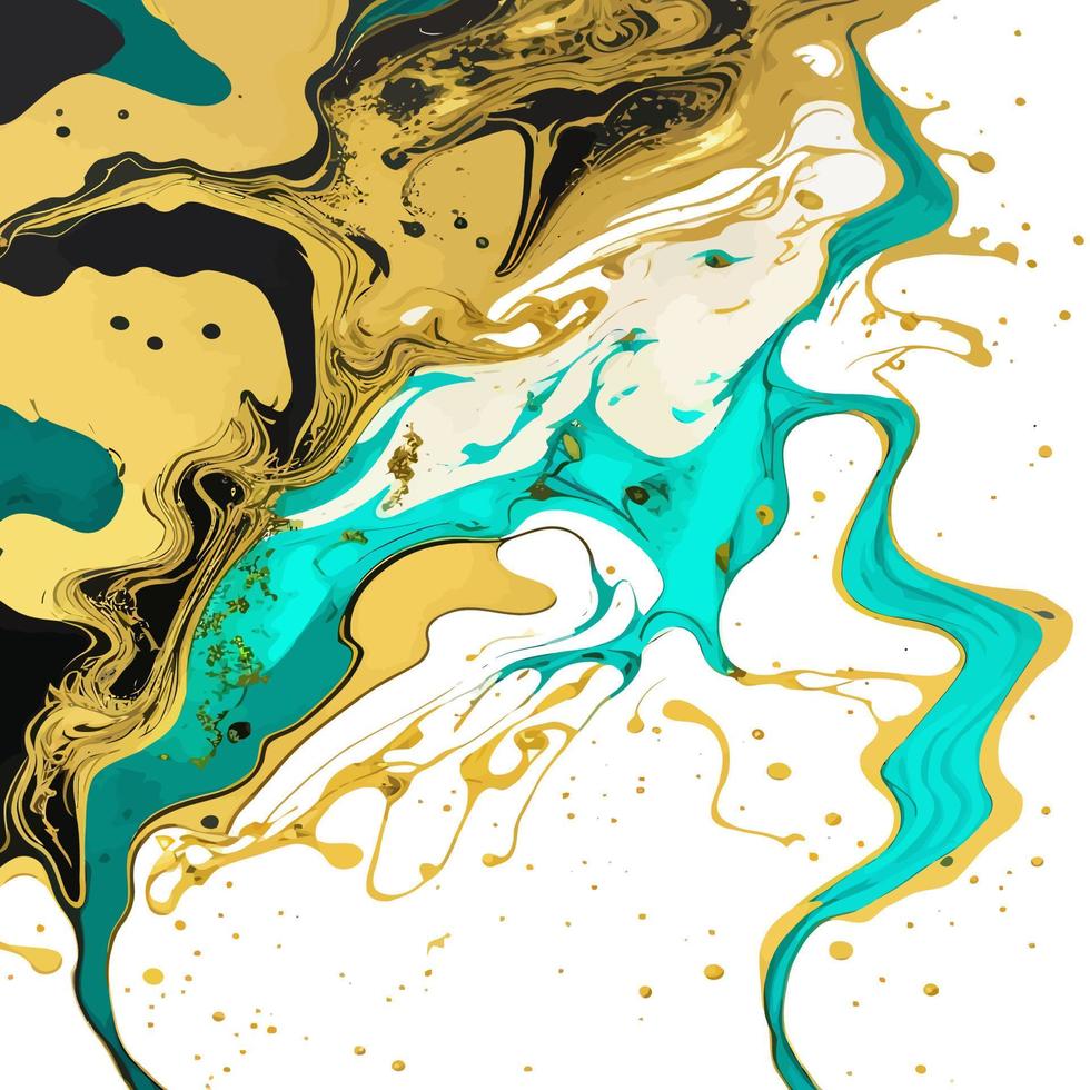 textura de tinta de alcohol de oro negro turquesa vector