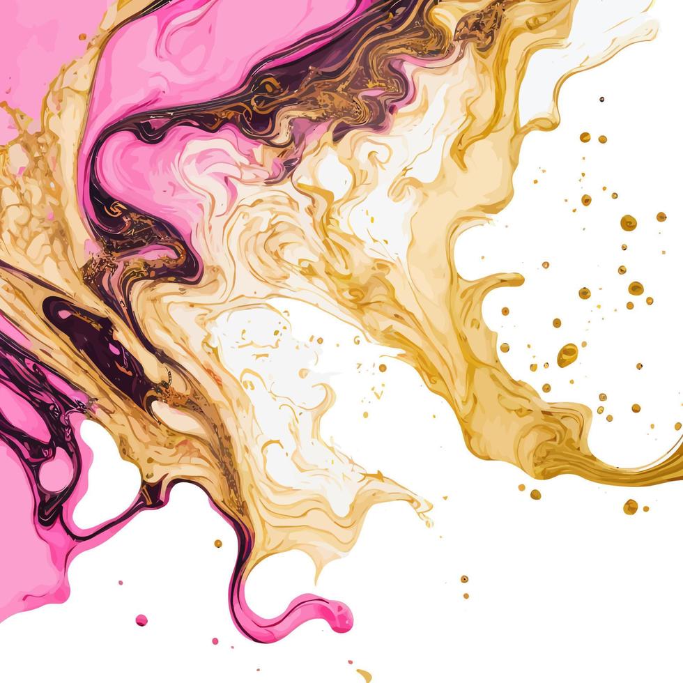 Pink Gold Alcohol Ink Smoke Splash vector