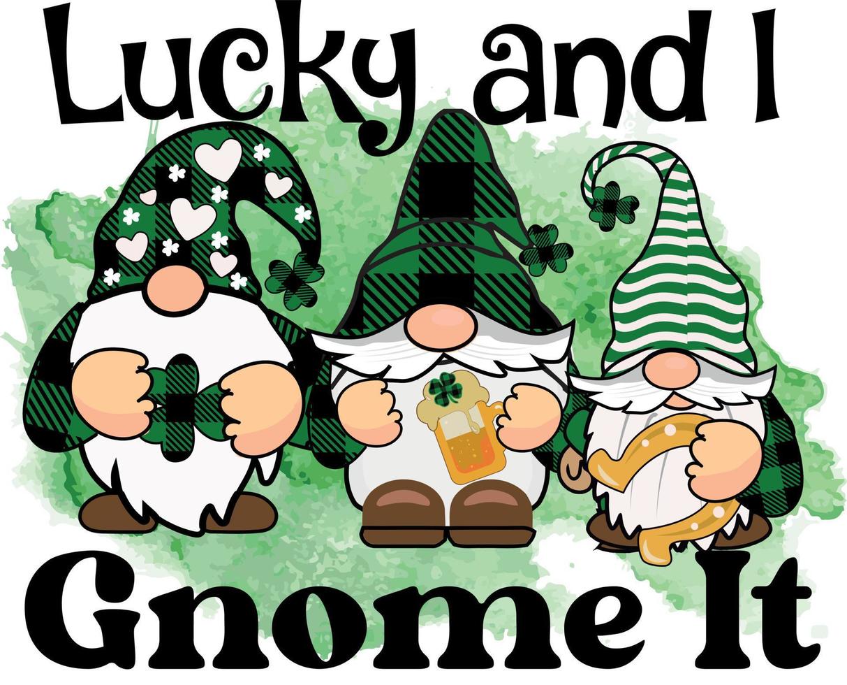 Gnomes St Patrick's Day Shirt Family Matching Gnome Shamrock Sublimation Design vector