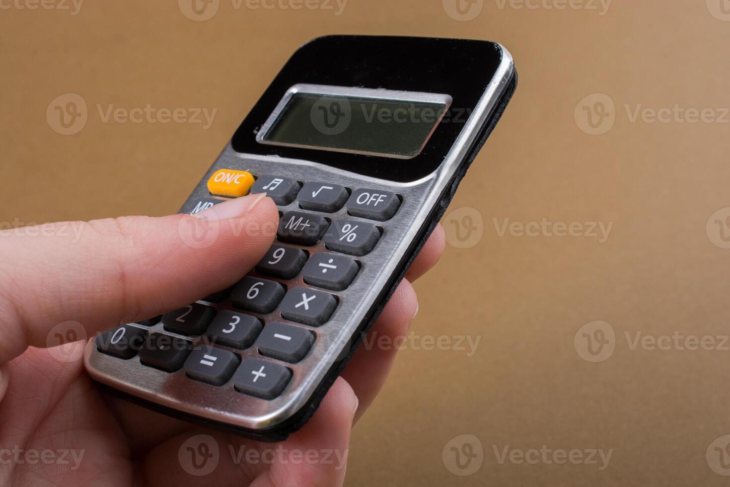 Electronic calculator device with keyboard and display 17087906 Stock