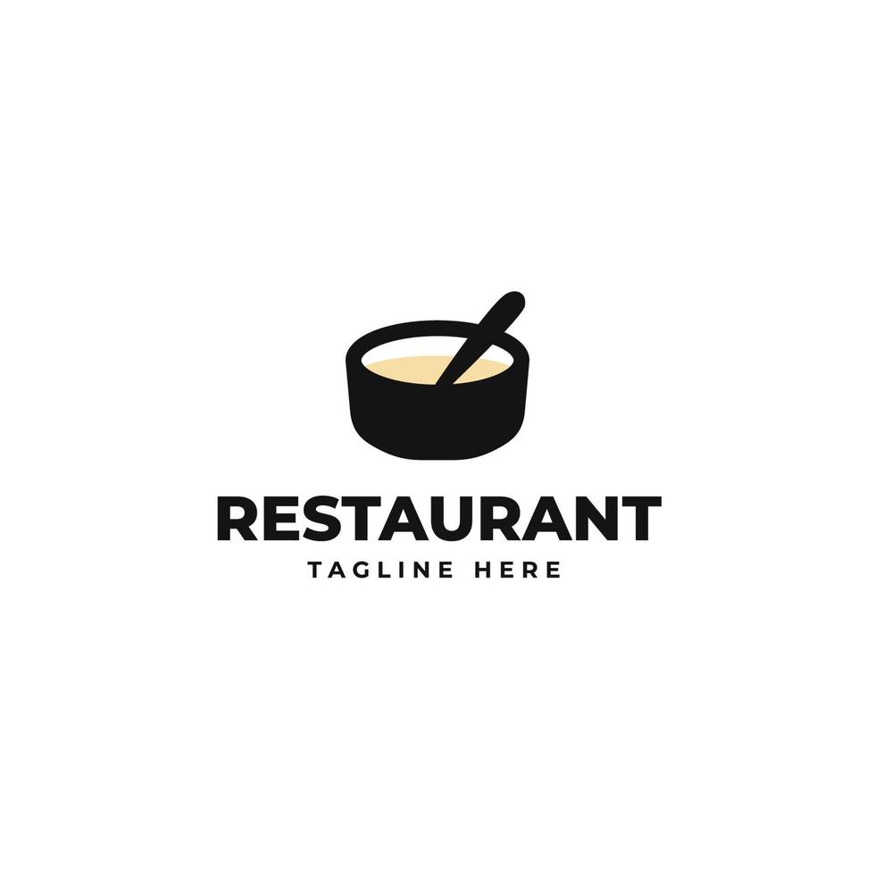 tazón de sopa con diseño de logo de cuchara. comida, comida, restaurante, catering y cantina, diseño de vectores e ilustración