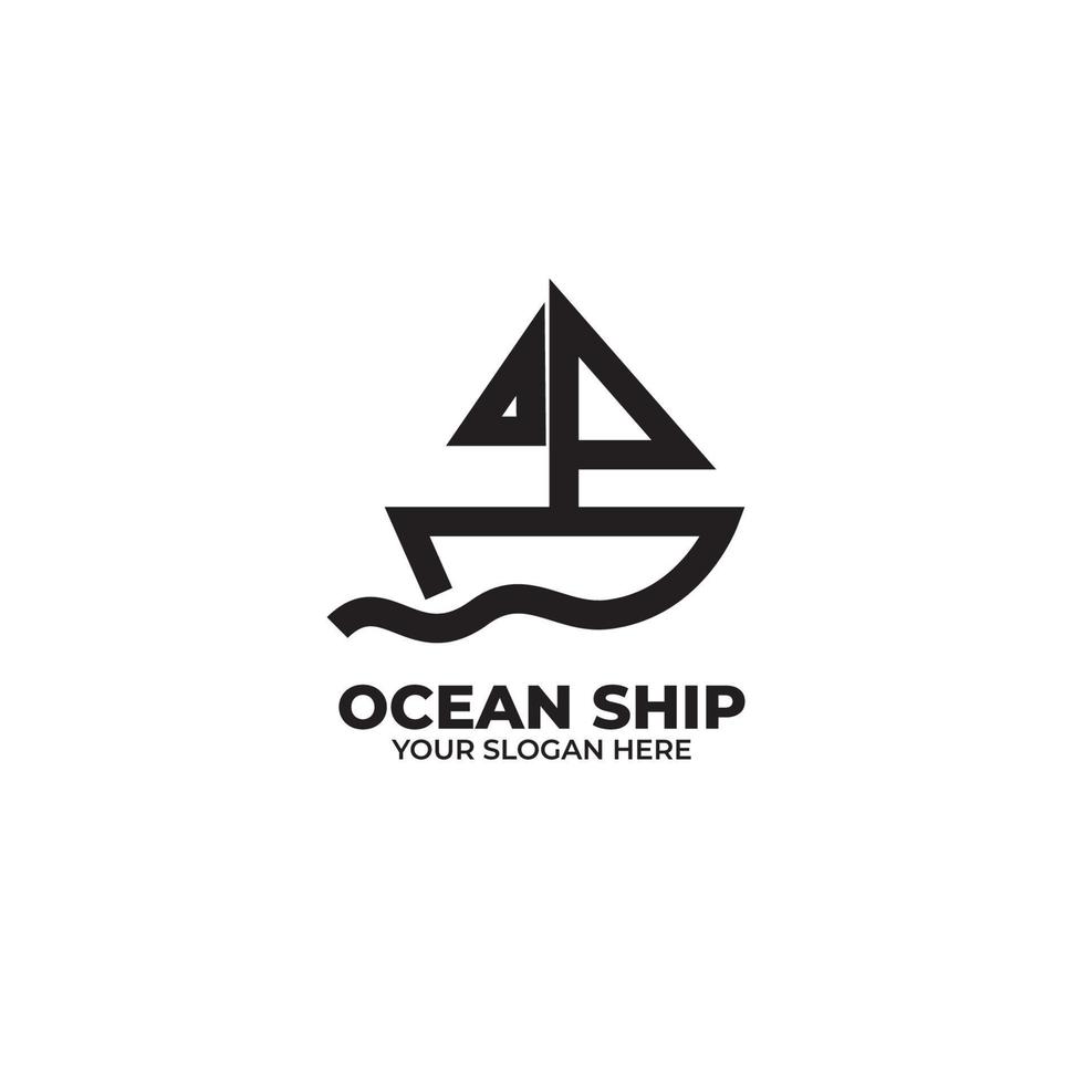 Ship or sailboat for marine company brand logo design vector template illustration