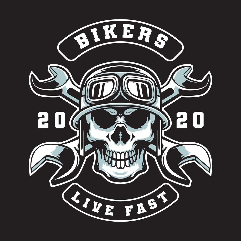Bikers skull emblem logo vector