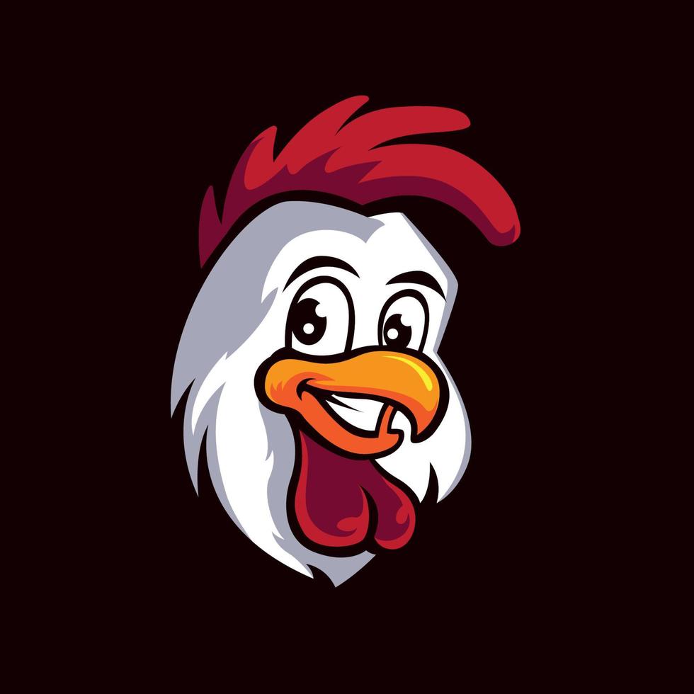 mascota de cabeza de pollo con fondo negro vector