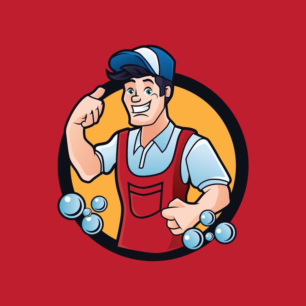 Cleaning service mascot male vector