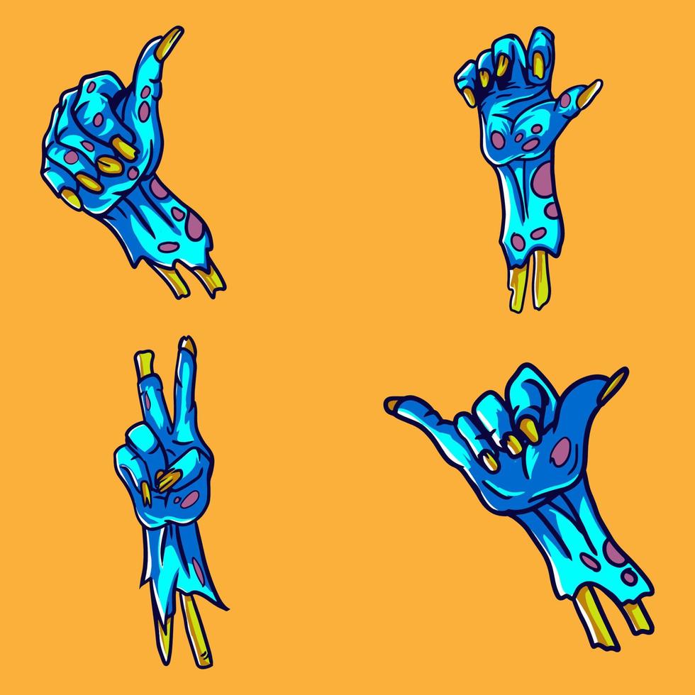 Hand gesture zombie vector set