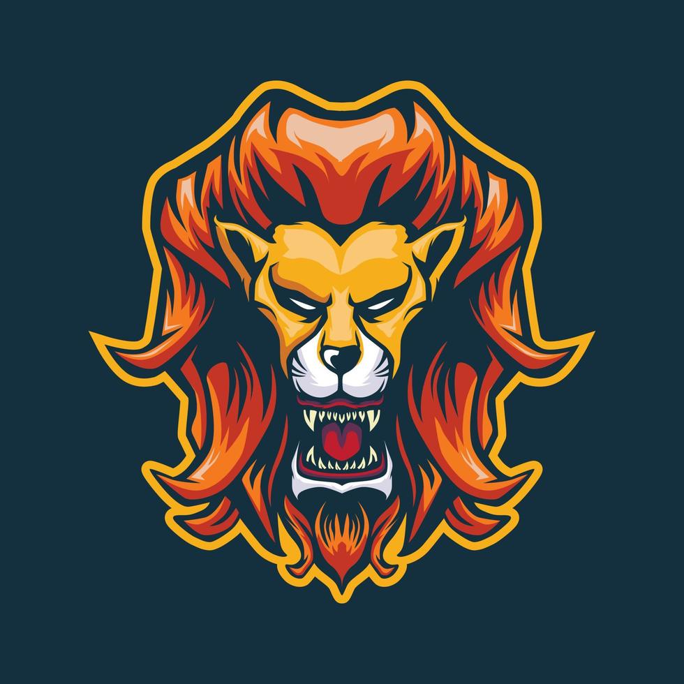enojado, león, cabeza, mascota, vector, ilustración vector