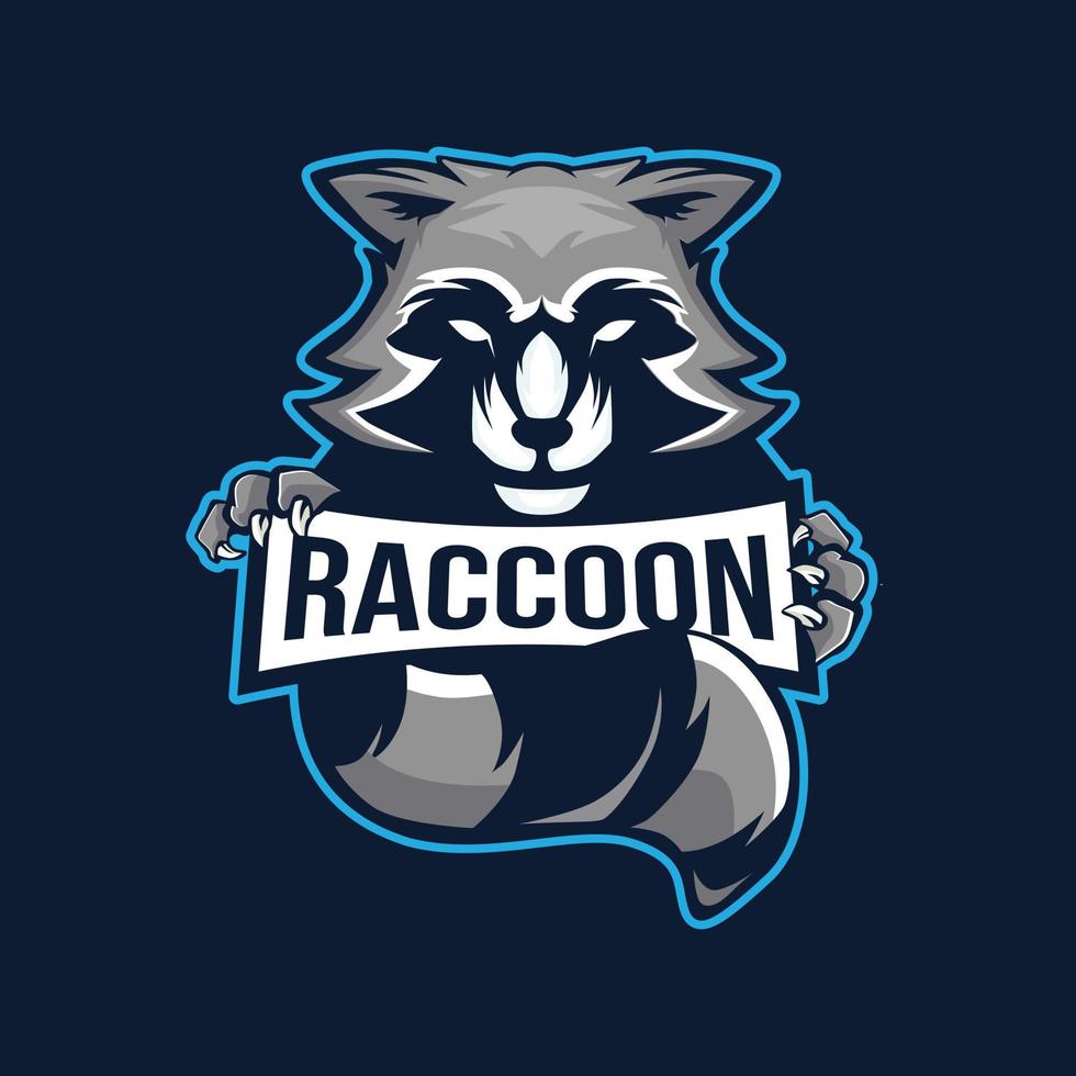 mapache mascota logo deportes vector