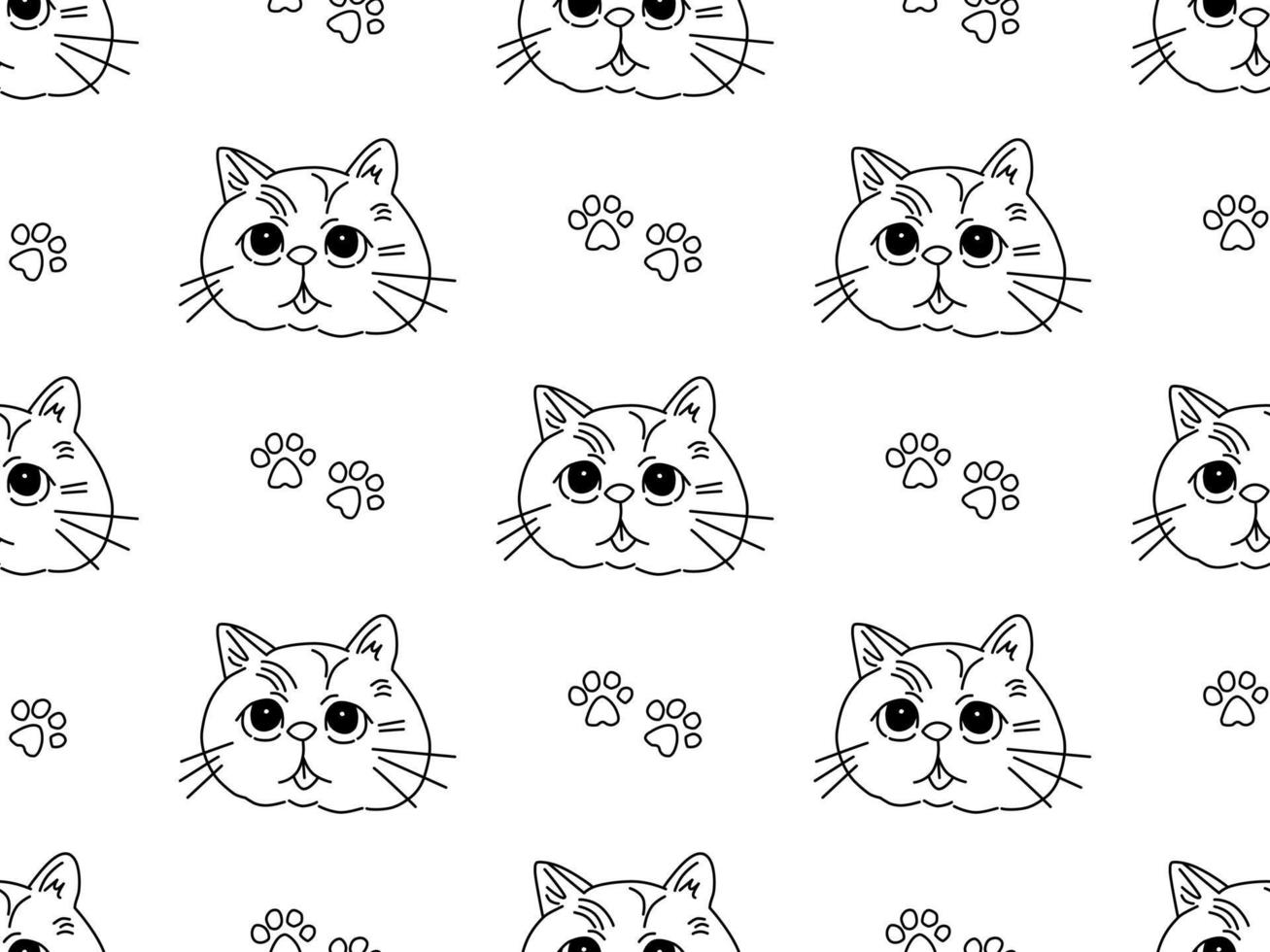 gato, caricatura, carácter, seamless, patrón, blanco, plano de fondo vector