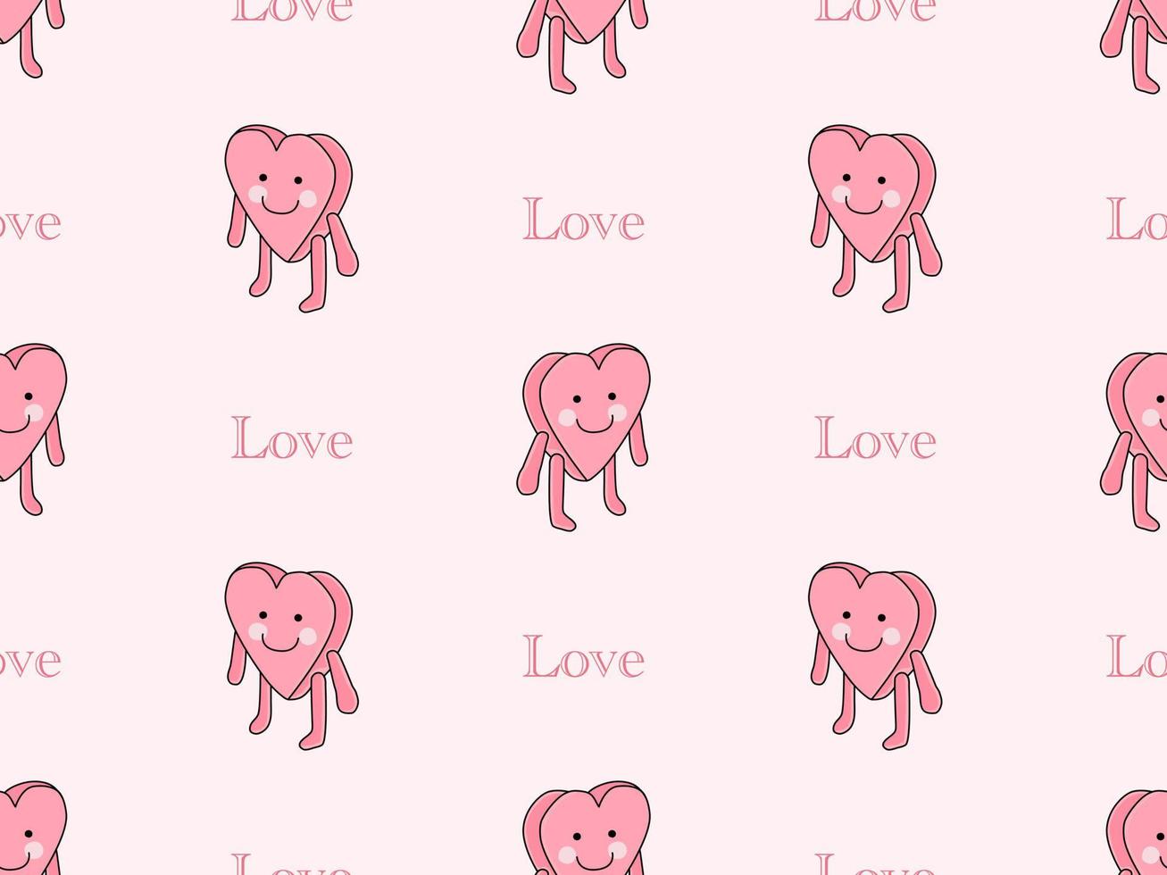 Love cartoon character seamless pattern on pink background vector