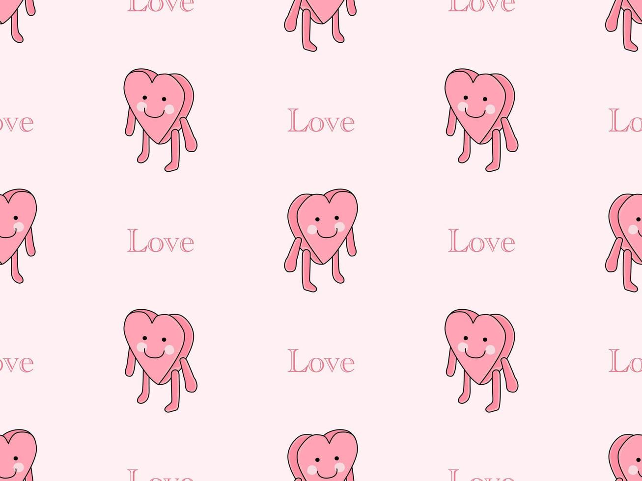 Love cartoon character seamless pattern on pink background vector