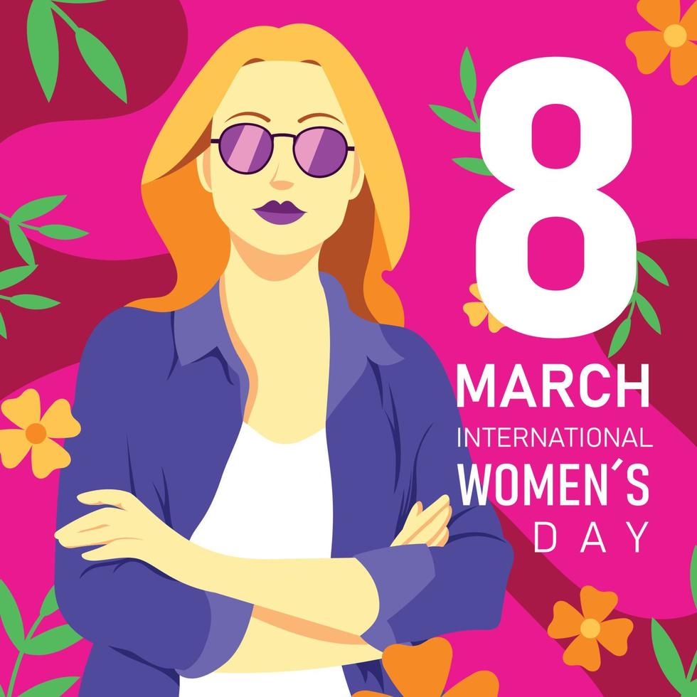 smart and capable woman with glasses, empowered girl, executive, design for social networks and web content vector