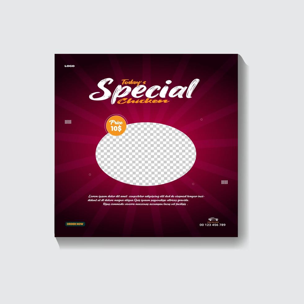 Editable Fresh Delicious chicken food menu social media post design or promotional Restaurant fast food online story template vector