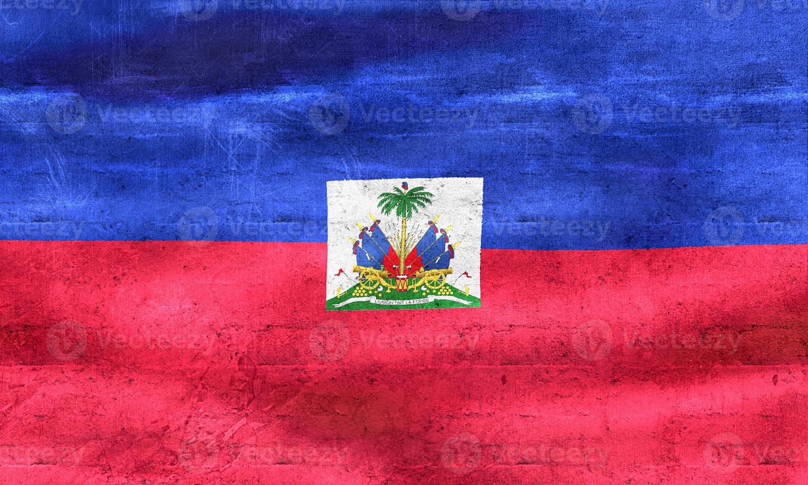 3D-Illustration of a Haiti flag - realistic waving fabric flag photo