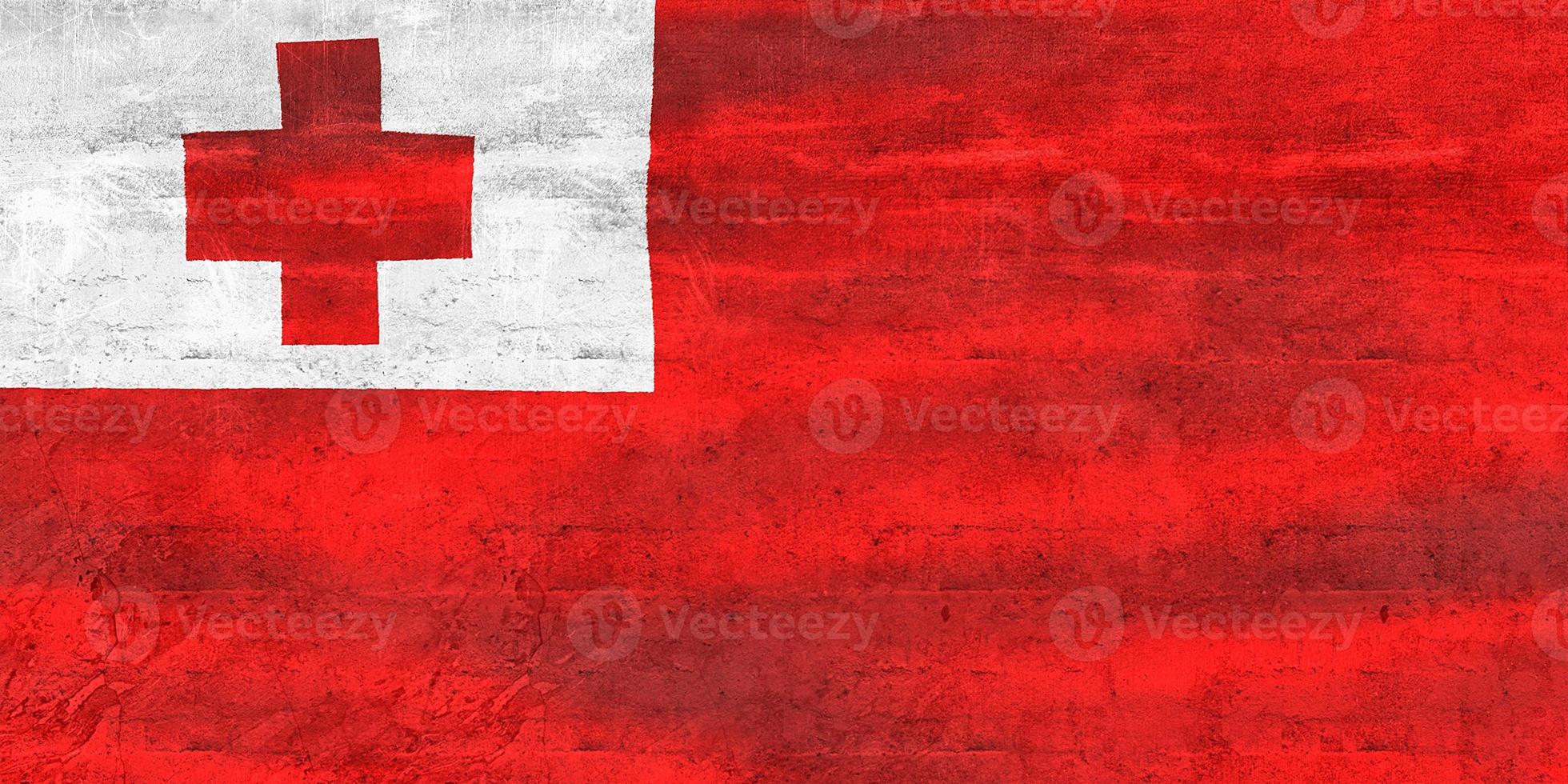 3D-Illustration of a Tonga flag - realistic waving fabric flag photo