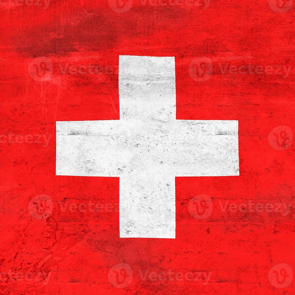 Swiss flag - realistic waving fabric flag photo