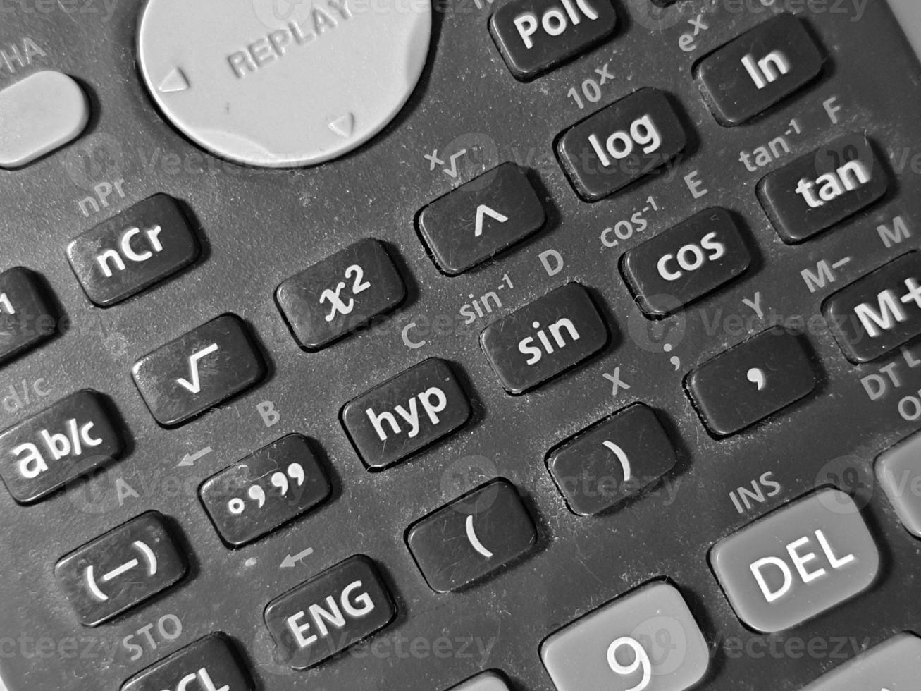 Close up photo of the buttons in the scientific calculator.