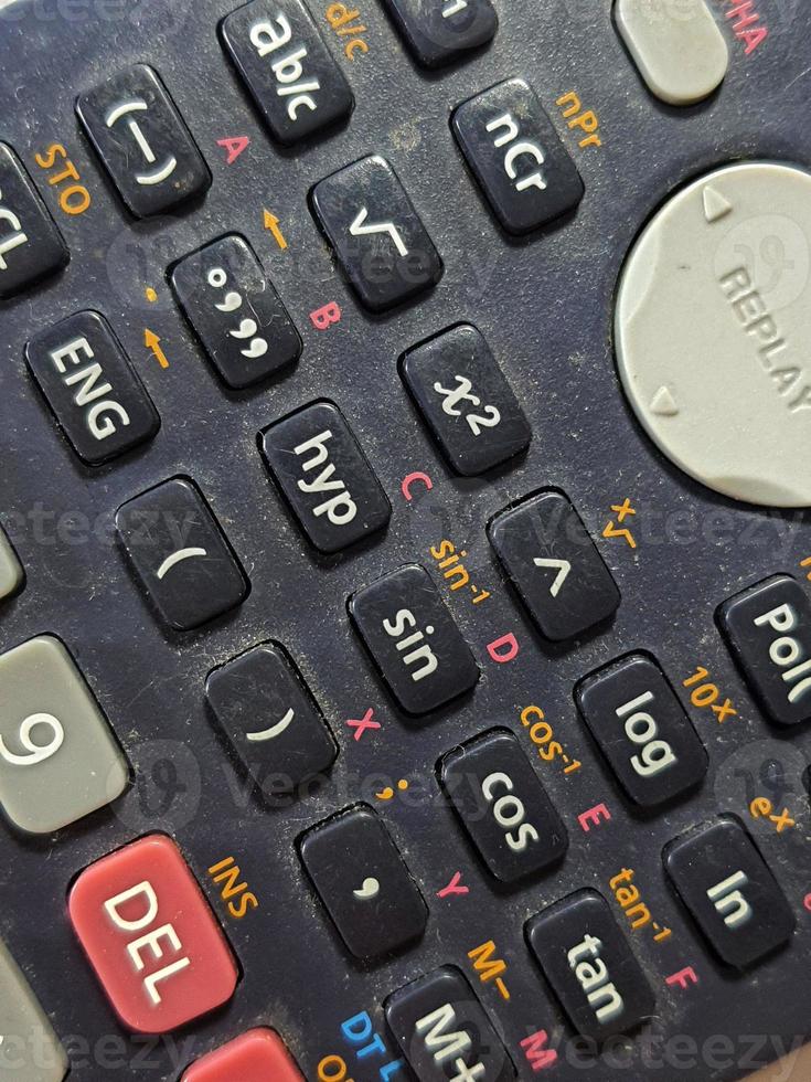 Close up photo of the buttons in the scientific calculator.