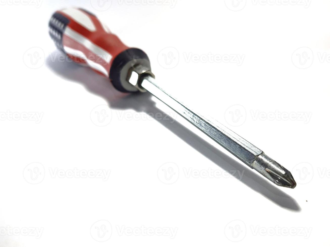 Isolated white photo of a steel screwdriver